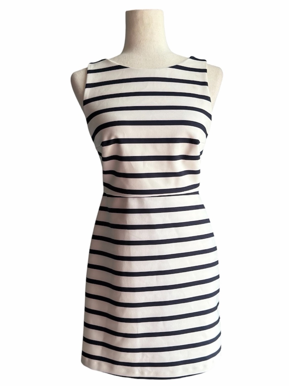 Zara Trafaluc Navy White Open Back Striped Sleeveless Sheath Mini Dress Medium